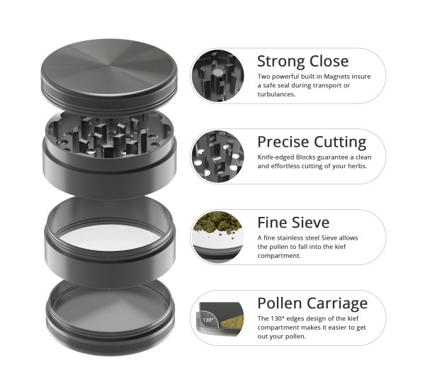 Aluminium Grinder Grey - Image 2